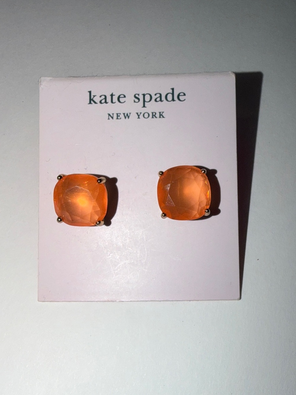 NWT- kate spade New York Orange Cushion Stud Earrings